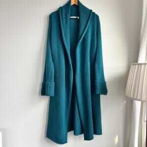 Soft Surroundings Telluride Topper Wool Mohair Blend Open Front Cardigan Teal S